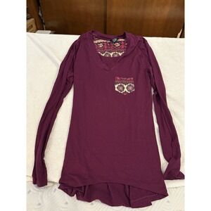 Rue 21‎ Long Sleeve Maroon Aztec Pocket Shirt Medium